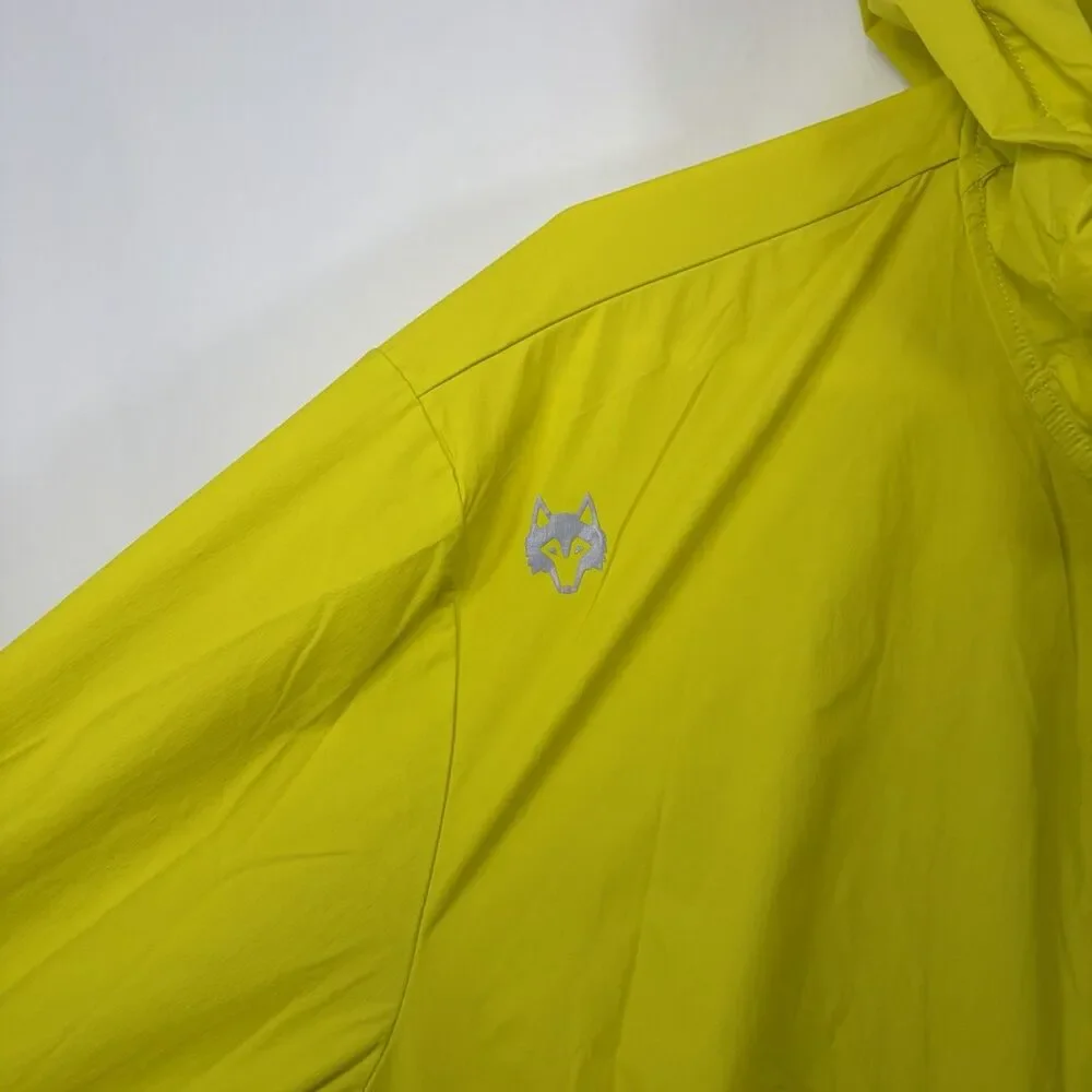 Greyson Newago Pac Lite Hooded Jacket Mens Large Yellow 1/4 Zip Packable Golf